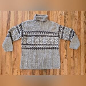 Jones New York Hand Knit Vintage 90s Chunky Wool Blend Turtleneck Sz S Oversized